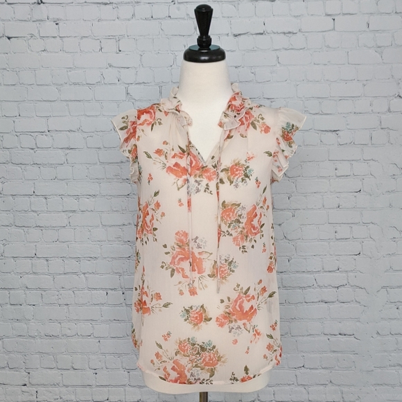 Mossimo Supply Co. Tops - Mossimo Sheer Crinkle Chiffon Blouse With Ties S